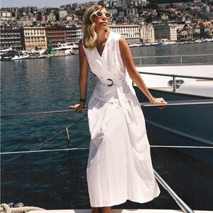 NWT Sandro Ferrone white dropwaist vest dress IT 40